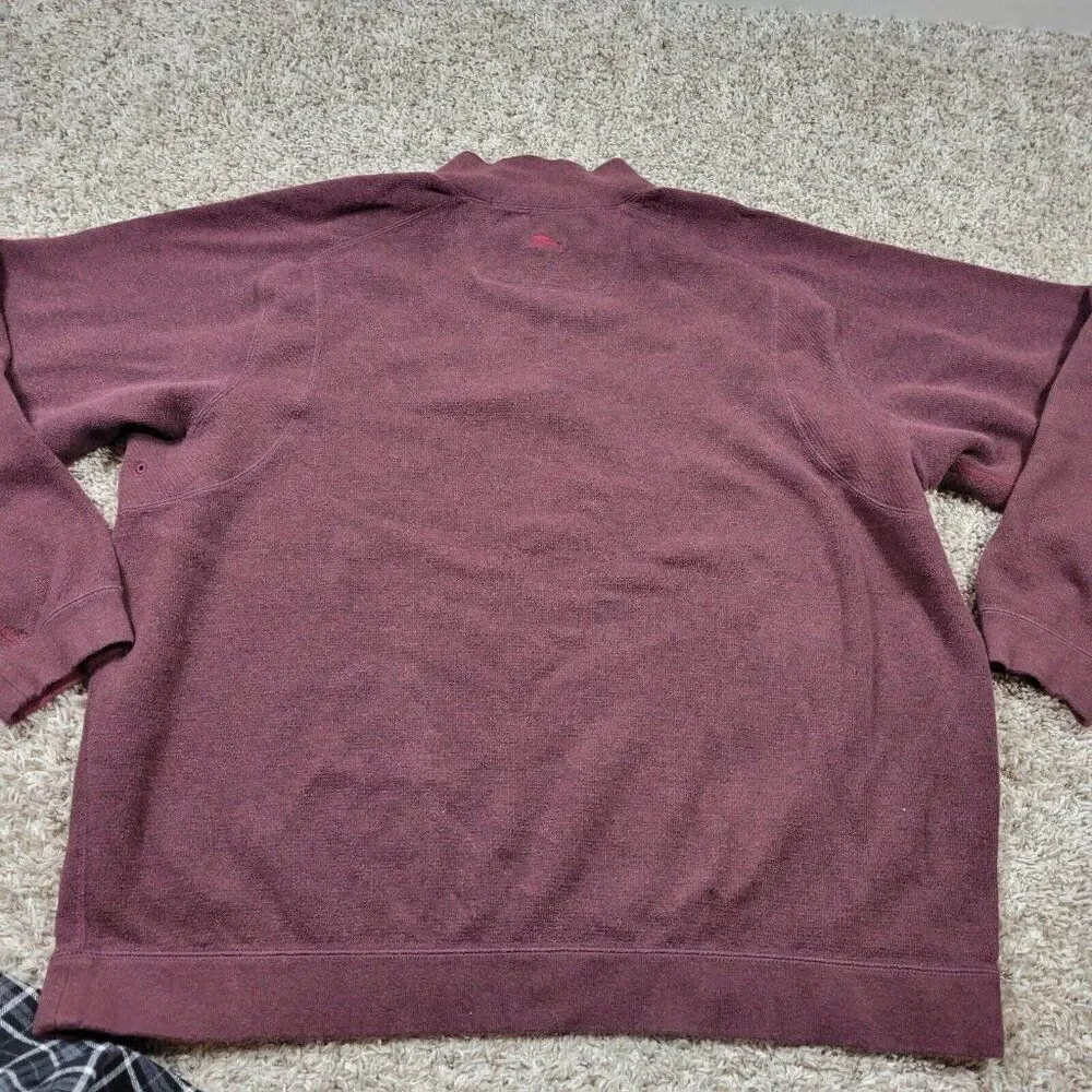 Tommy Bahama Sweater Mens 2XL Burgundy 1/4 Zip Preppy Long Sleeve Marks*
